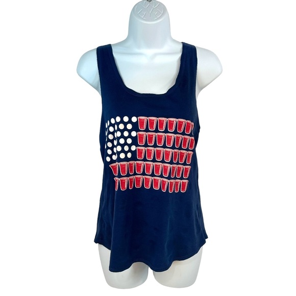 Spenser’s Tank Top Red Solo Cup 4th of July Flag Medium Reversible - Picture 10 of 11